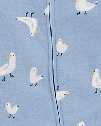 Baby Girl 2-Pack Pelican Striped 2-Way Zip Cotton Sleeper Pyjamas - Blue