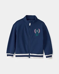 Toddler Girl Varsity French Terry Zip-Up Jacket - Blue