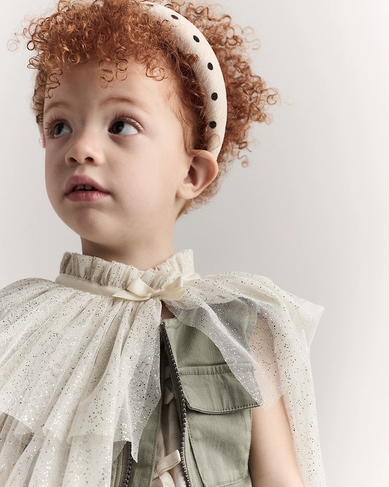 Toddler Girl Confetti Dress Up Cape - Cream/Gold