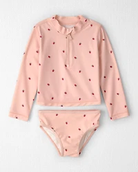 Toddler Girl 2-Piece Recycled Rashguard Swimsuit Set Blissful Petals Print