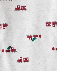 Baby Boy 4-Pack Christmas Print Long-Sleeve Multipack Bodysuits - White/Green