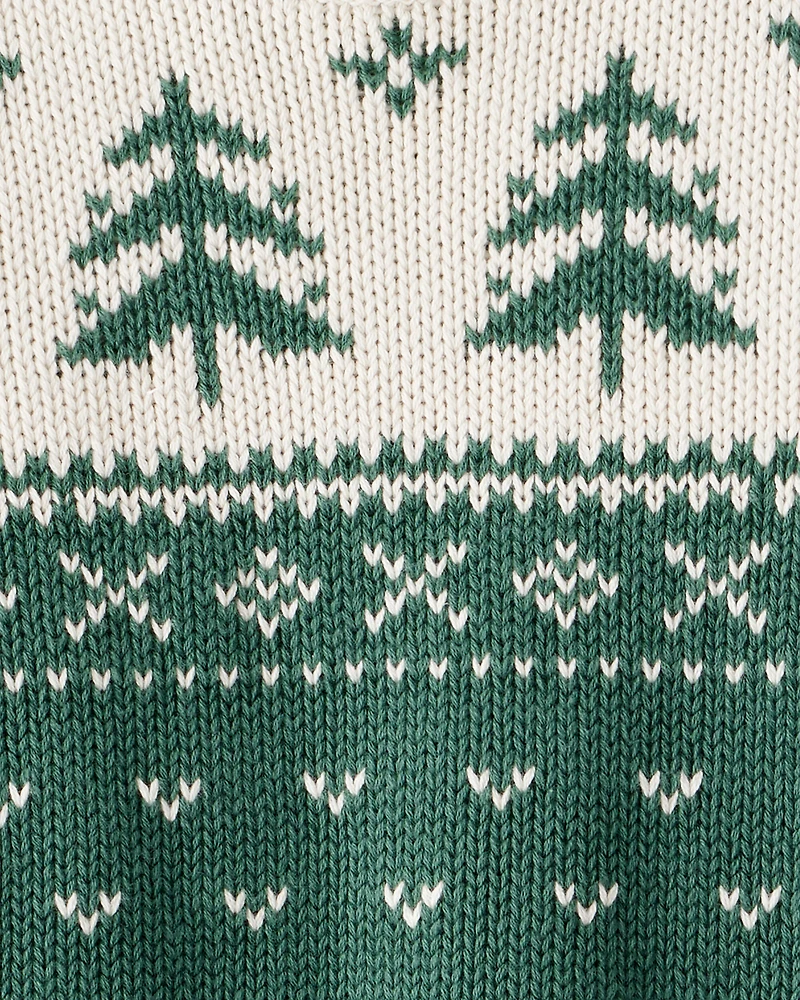 Toddler Organic Cotton Evergreen Fair Isle Sweater