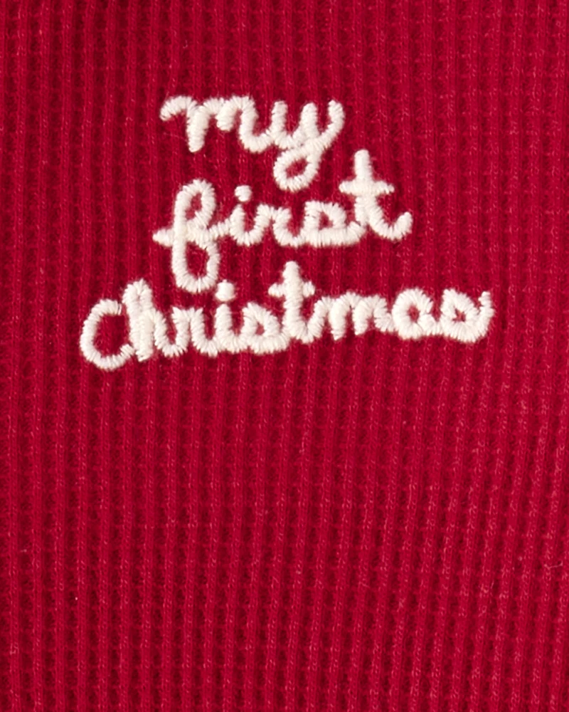 Baby My First Christmas Cotton Sleeper - Red