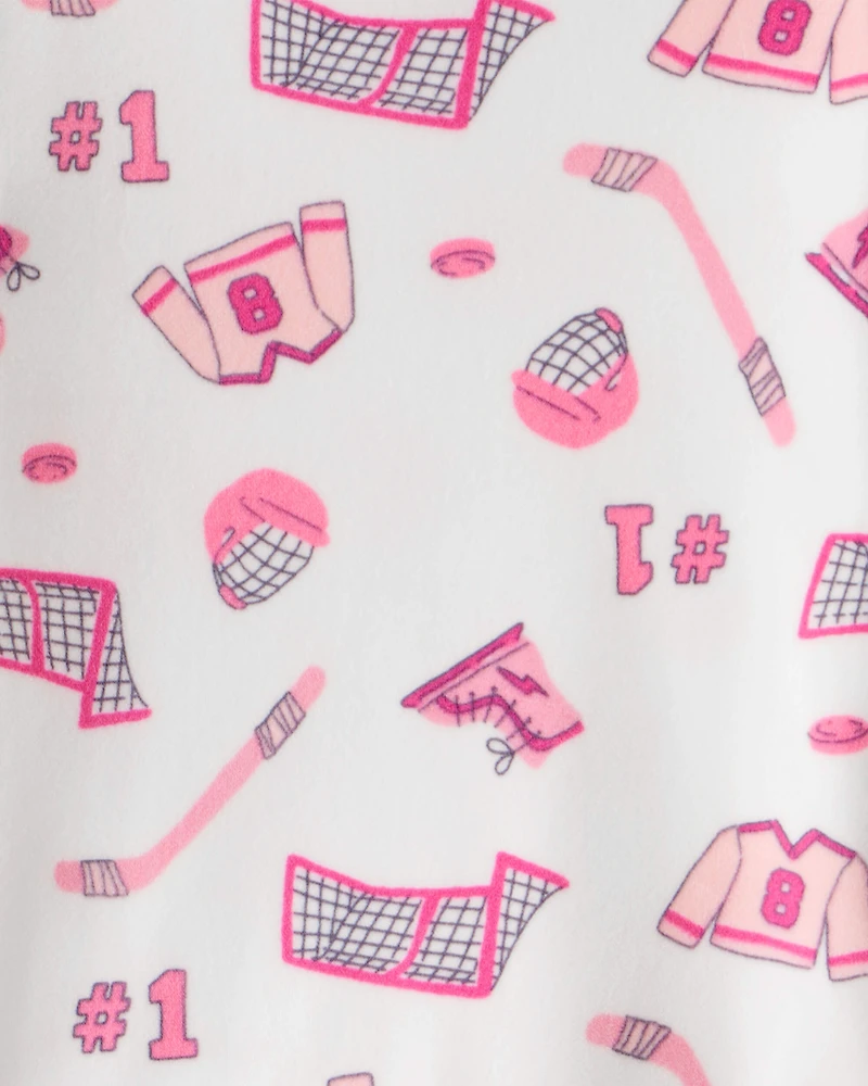 Toddler Girl Hockey Print DreamPlush Long-Sleeve 2-Piece Pyjamas – Pink