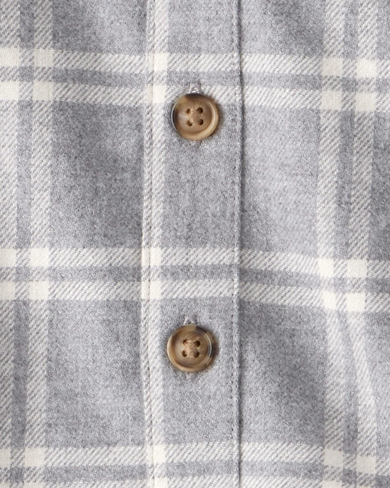 Baby Boy 3-Piece Plaid Shacket Outfit Set