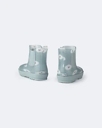 Toddler Rainboots Rain Cloud Print - Pale Blue