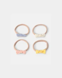 Baby Girl 4-Pack Headbands - Orange/Blue/Cream