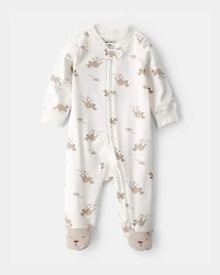 Baby Kangaroo 2-Way Zip 100% Cotton Sleeper - Cream