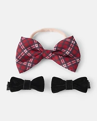 Baby Girl 3-Piece Plaid Bow Hair Tie & Clips