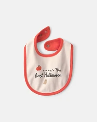 Baby 'Baby's First Halloween' Bib - Cream/Orange