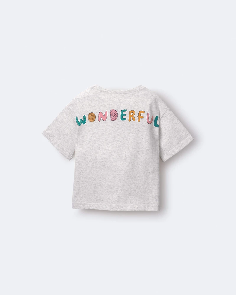 Toddler Girl 'Ask Me How I'm Feeling' Rolled Cuff Tee - Heather Grey