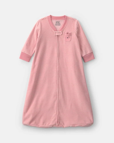 Baby Girl Striped Fleece Loose Fit Wearable Blanket - Pink