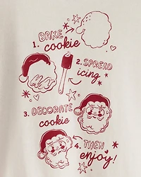 Toddler Girl Christmas Santa Cookie Crew Long-Sleeve Graphic Tee - Cream