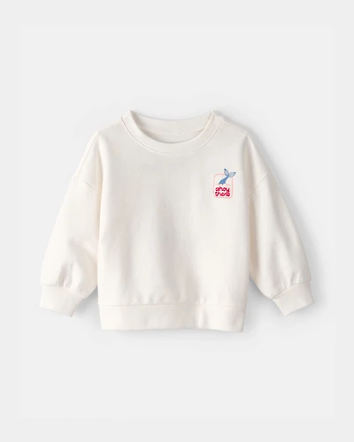 Baby Girl Mermaid French Terry Pullover Sweatshirt - Ivory