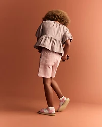 Toddler Girl Puff-Sleeve Peplum Top - Mauve