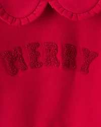 Baby Girl Christmas Merry Long-Sleeve Pullover Sweatshirt - Red