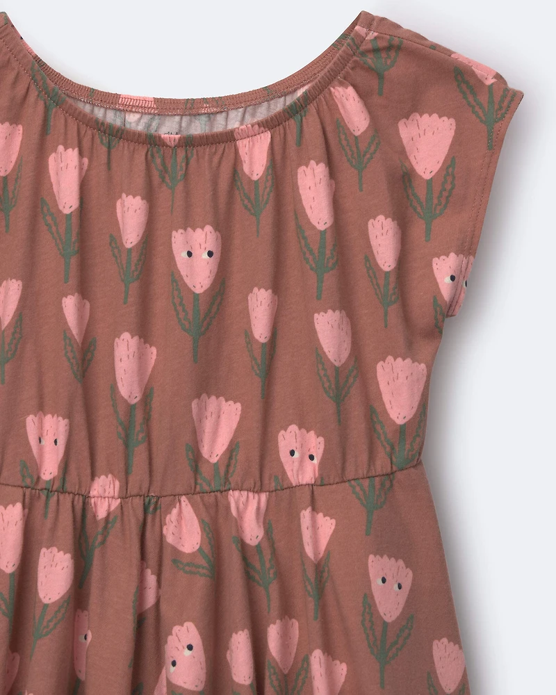Toddler Girl Avenue Twirl™ Dress Tulip Print - Brown