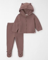 Baby 2-Piece Organic Cotton Sweater Knit Cardigan & Pant Set