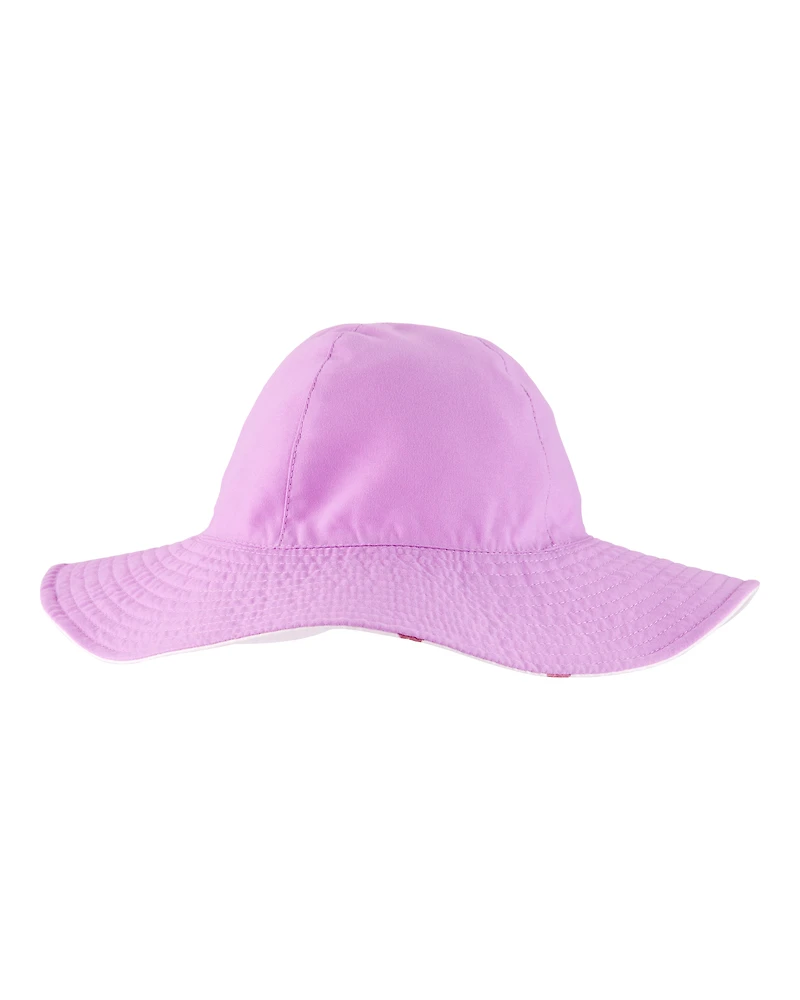 Toddler Girl Heart Print Reversible Swim Hat - Purple