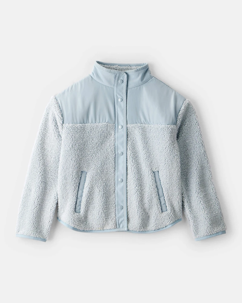 Girls Long-Sleeve Sherpa Jacket - Blue