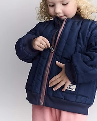 Toddler Boy Quilted Bomber Jacket - Navy