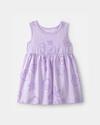 Baby Girl Sea Animal Sleeveless Dress - Purple