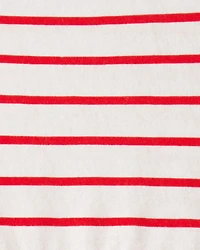 Baby Girl Striped Short-Sleeve Dress - Red/Ivory