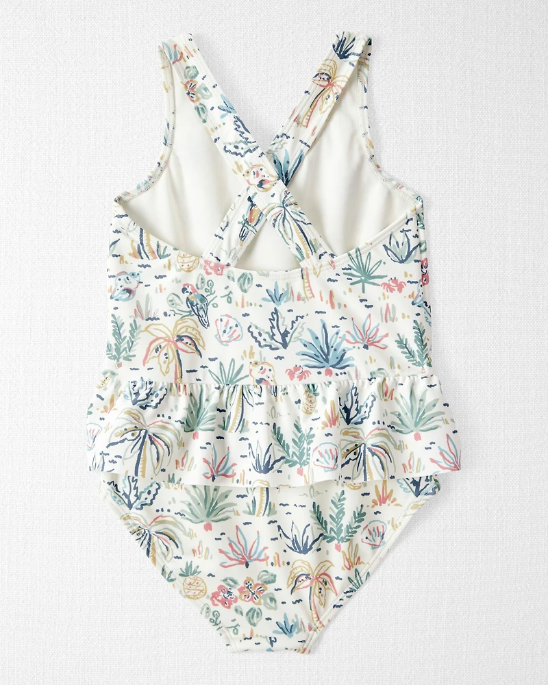 Toddler Girl Recycled Swimsuit Tropical Paradise