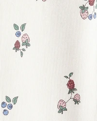 Toddler Girl Organic Cotton Ribbed Knit Pants Berry Blossom Print