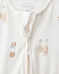 Baby Dog Print PurelySoft Snug Fit Sleeper - Cream