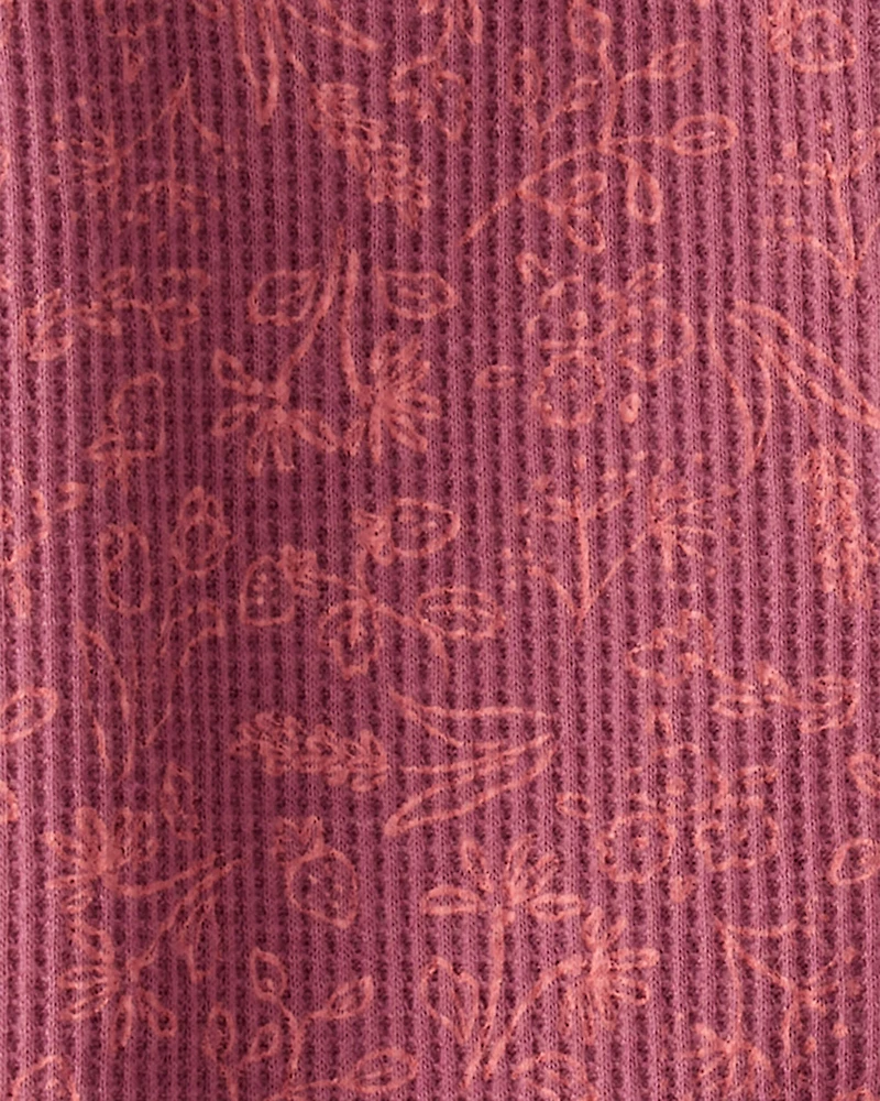 Floral Print Cotton Long-Sleeve 2-Way Zip Sleeper - Pink