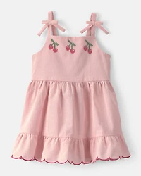 Toddler Girl Cherry Sleeveless Dress - Pink