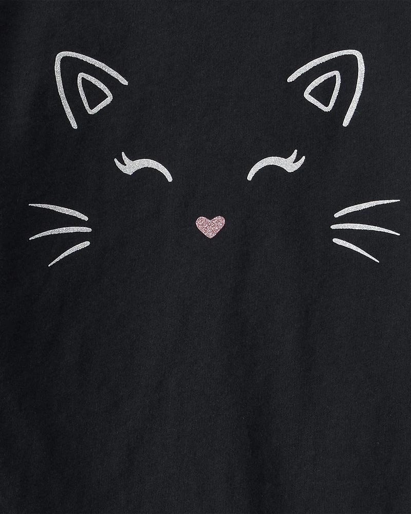 Toddler 2-Piece Halloween Cat Tee & Tulle Skort Set