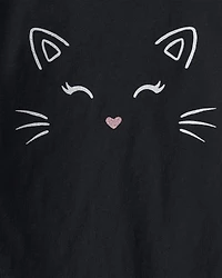 Toddler 2-Piece Halloween Cat Tee & Tulle Skort Set