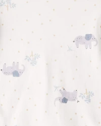 Baby 4-Pack Safari Print Cotton Long-Sleeve Multipack Bodysuits - White