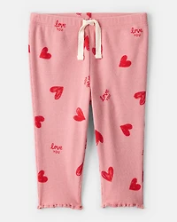 Baby Girl Valentine's Day 2-Piece Heart French Terry Tee & Pant Set - Red