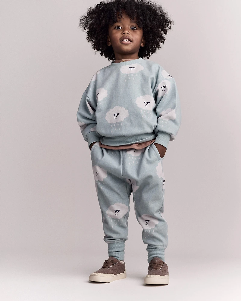 Toddler City Park™ Jogger Pant Rain Cloud Print - Pale Blue