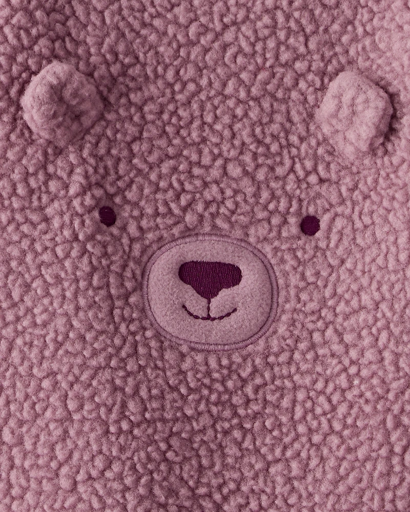 Baby Girl 2-Piece Velour Long-Sleeve Snug Fit Overall Set - Purple