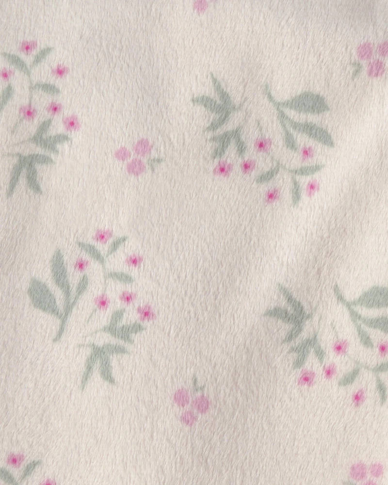 Baby Floral Plush Blanket - Purple/Cream