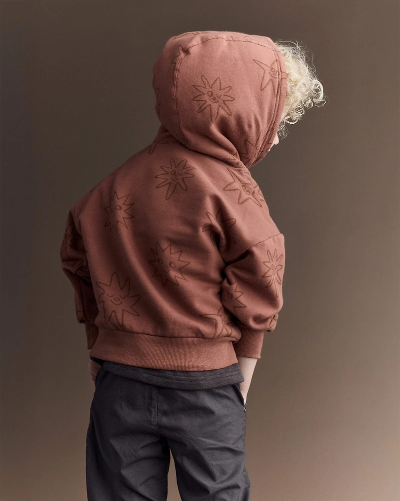 Toddler 'Race You There' Fleece Hoodie - Rust