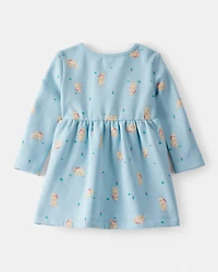 Baby Girl DayDream Fleece Polar Bear Knit Dress - Blue