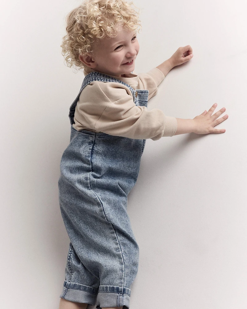 Toddler Avenue Wash Denim Overalls - Blue