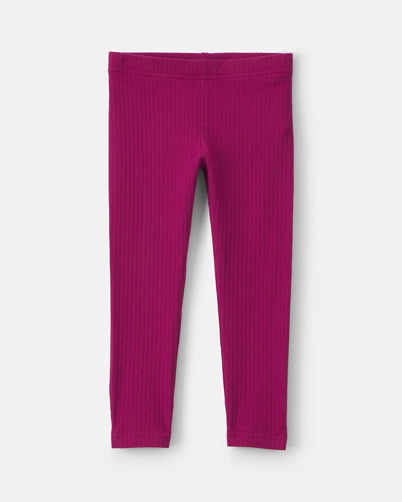 Toddler Girl Cotton Pull-On Stretch Leggings - Burgundy