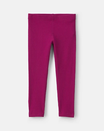 Toddler Girl Cotton Pull-On Stretch Leggings - Burgundy