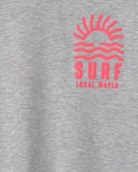 Boys Surf French Terry Long-Sleeve Pullover Sweatshirt - Grey