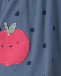 Baby Apple Bodysuit Dress - Blue