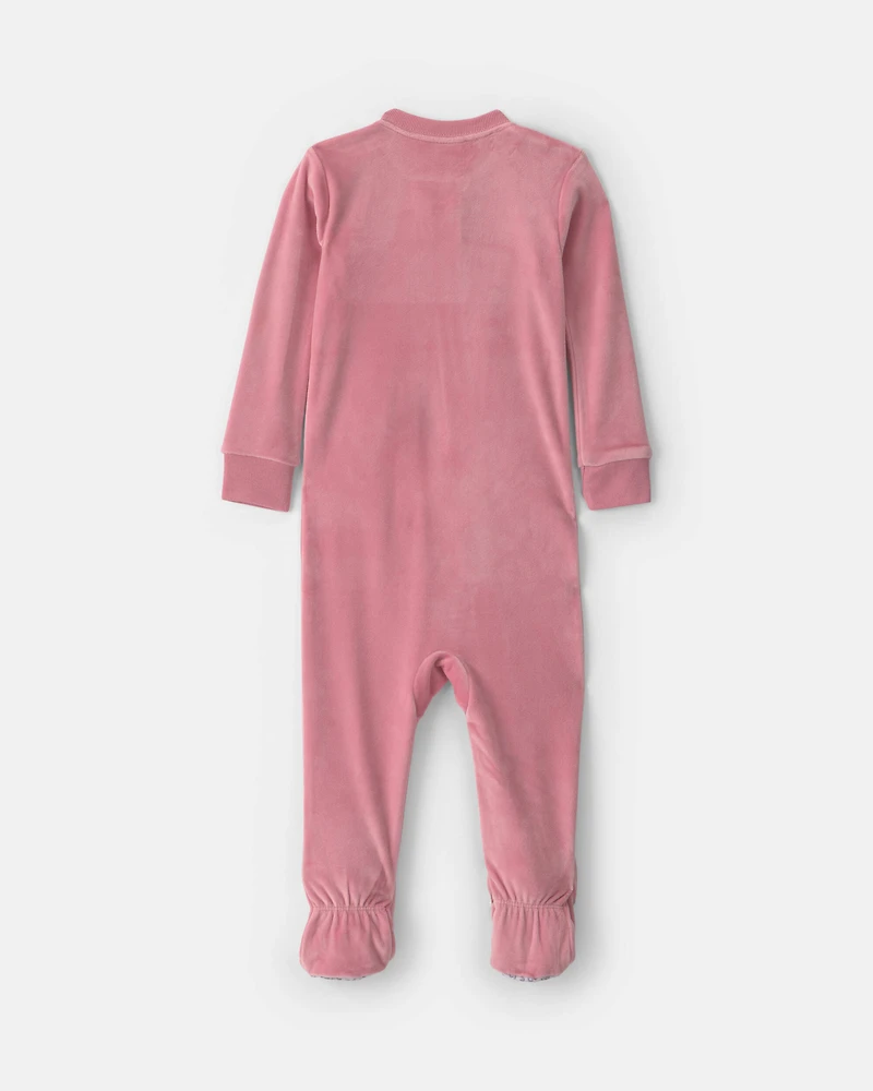 Baby Girl 1-Piece Icon 2-Way Zip DreamPlush Snug Fit Footed Pyjama - Pink