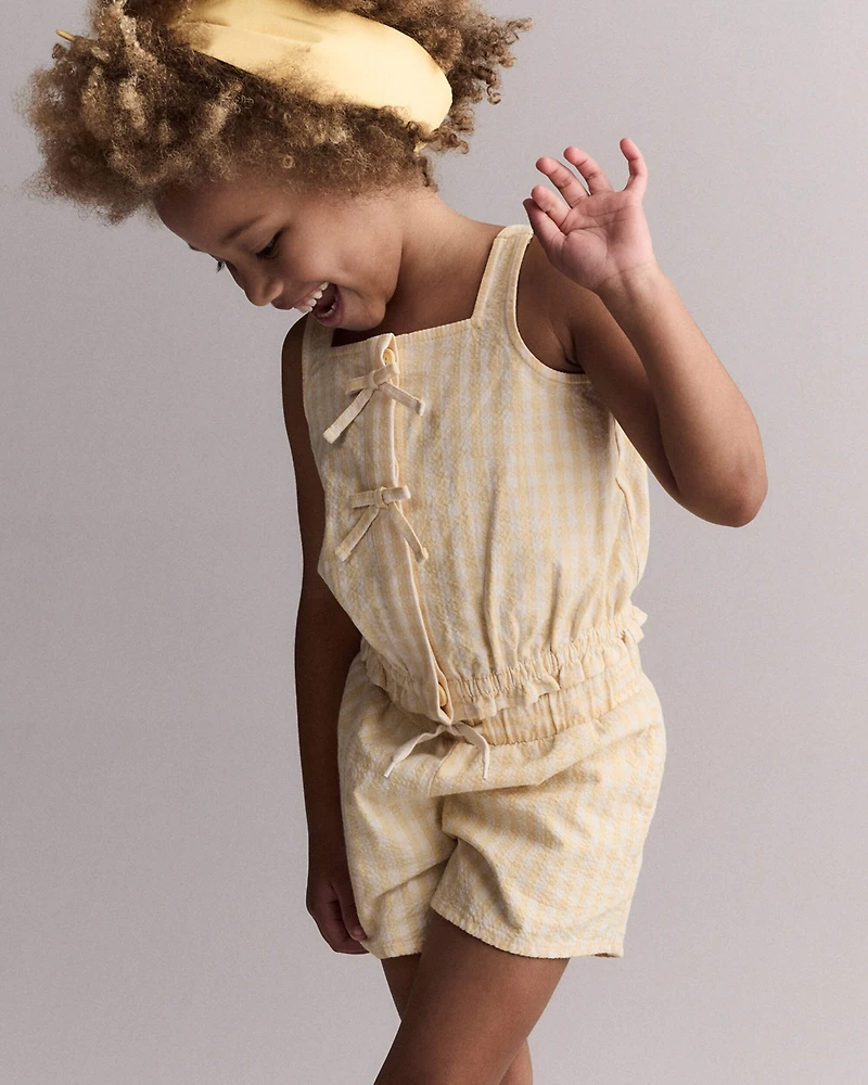 Toddler Girl Gingham Peplum Short - Yellow