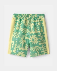 Boys Floral  Swim Trunks - Green/Yellow