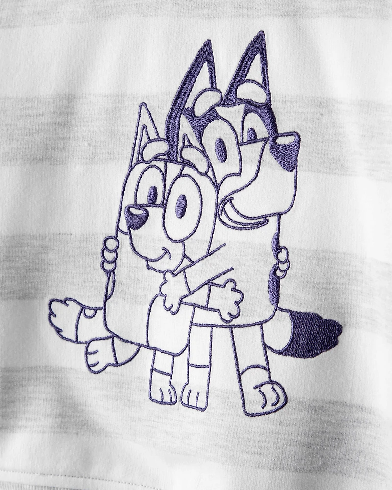 Baby Bluey Striped French Terry Pullover - Grey